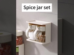 Ανθεκτικό 2 πλέγματα διαυγές καρυκεύματα γυάλινο δοχείο γλάστρες με λαβή και κουτάλι